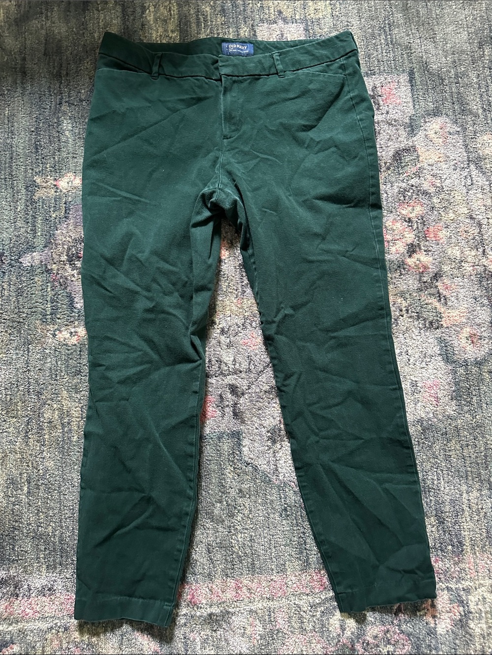 Old Navy Pixie Mid Rise Dark Green Straight Leg Pants Women’s 14 Tall Business